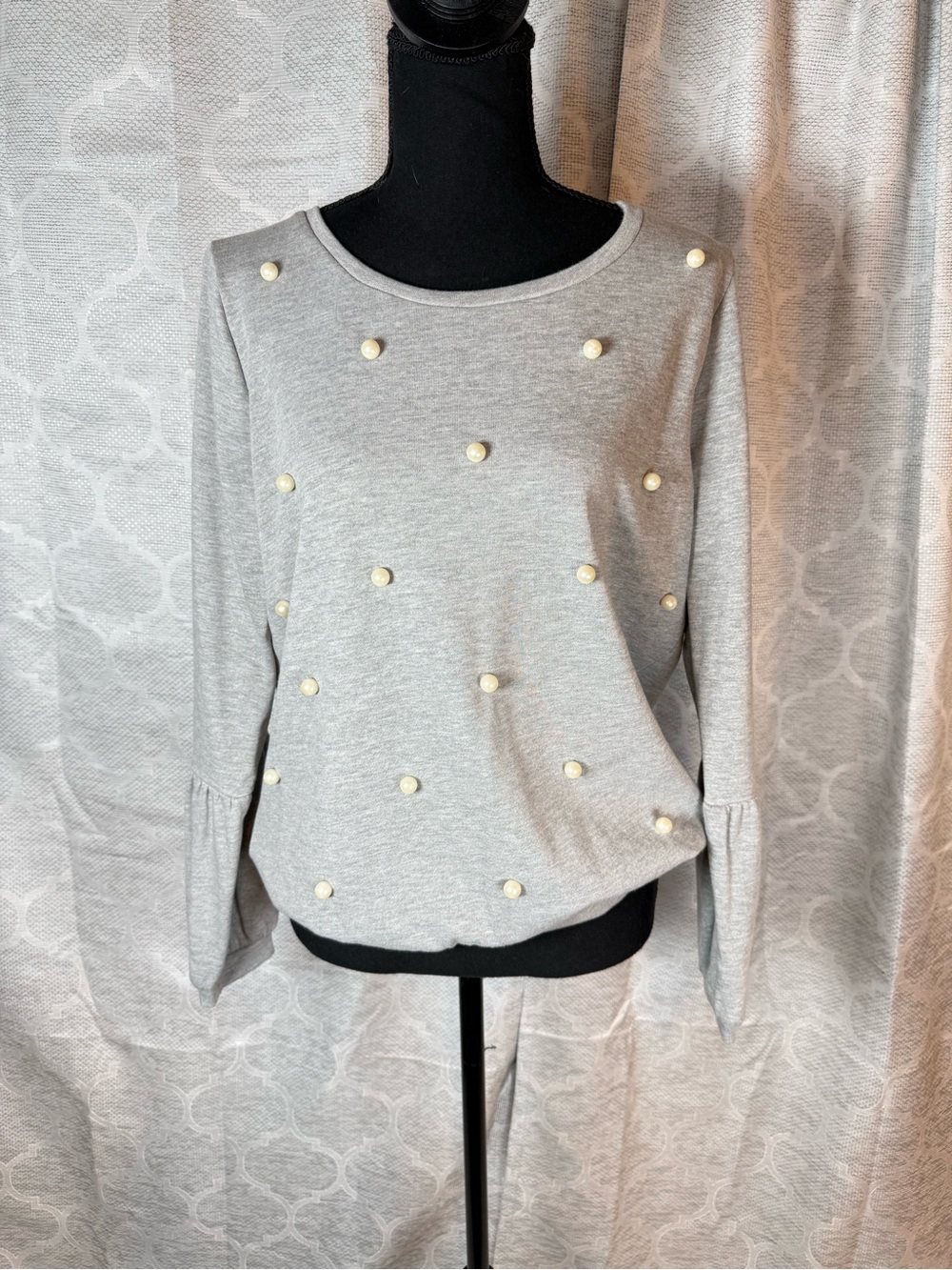 Kut from the Kloth Grey Pearl-Embellished Pullover